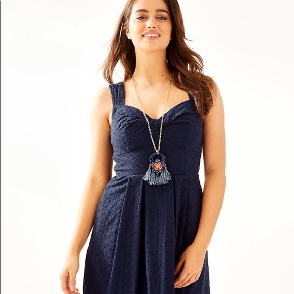 Lilly Pulitzer Cyndi dress True Navy Fishy Eyelet - Picture 9 of 11